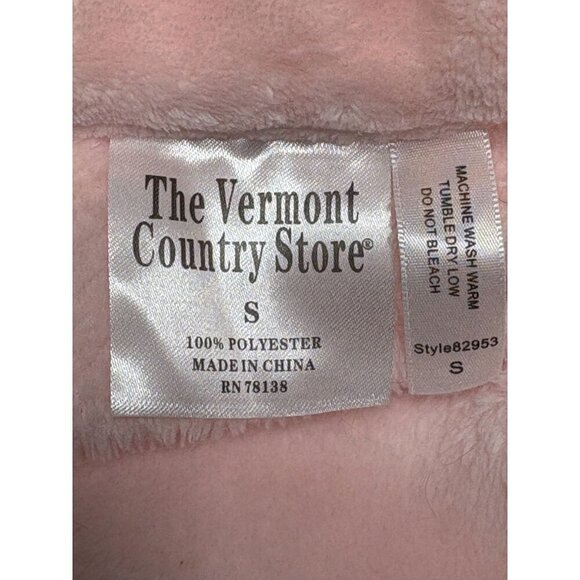 Vintage Vermont Country Store Pink Plush Button-Up Robe Pockets S Peter Pan - Picture 11 of 11